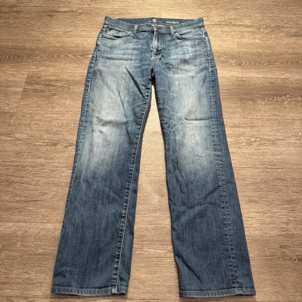 7 For All Mankind Jeans Mens 31 Blue Denim Cotton Standard Straight Leg 32x30